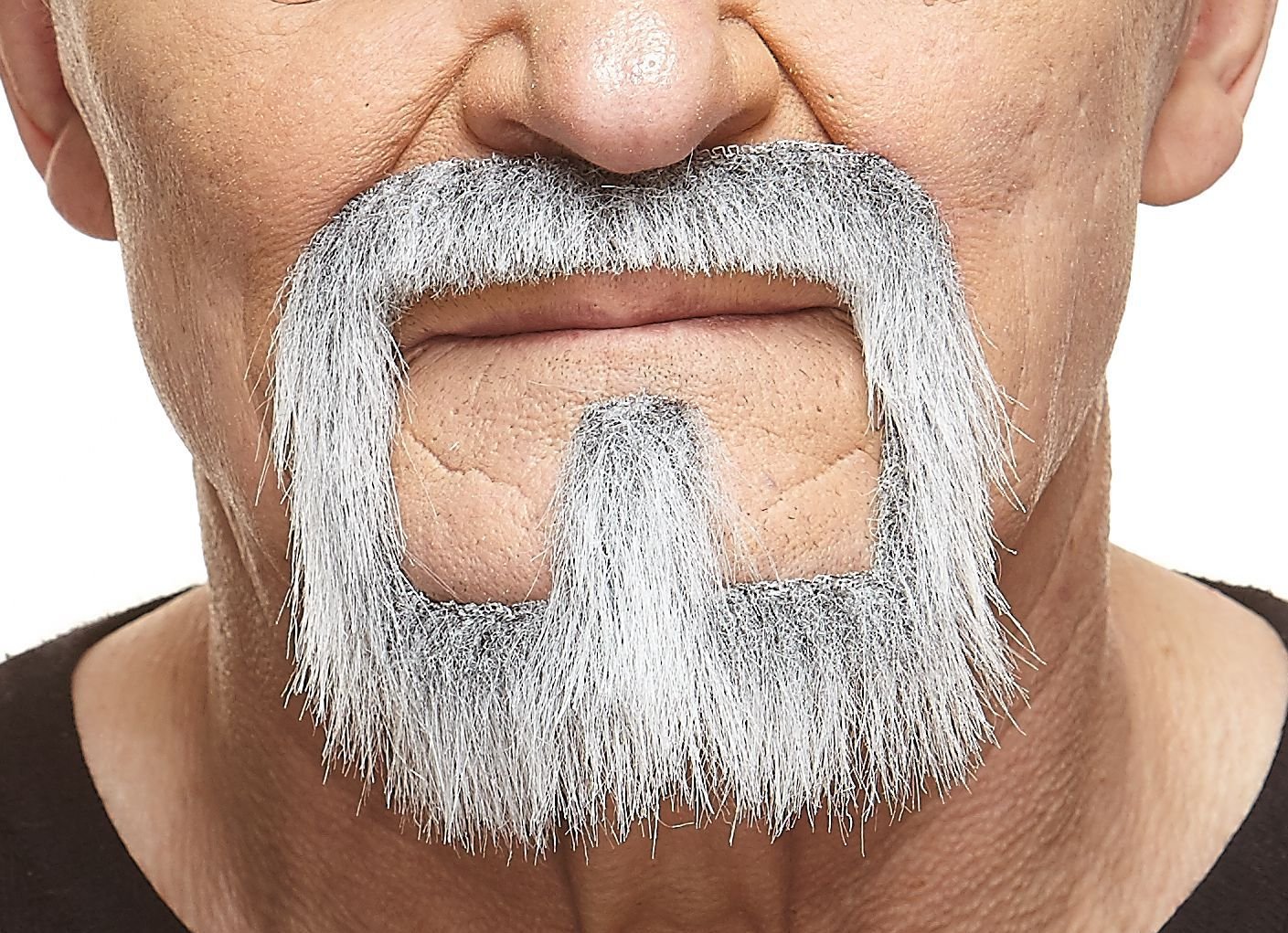 Mustaches Self Adhesive, Novelty, Van Dyke Fake Beard, False Facial Hair, Gray with White Color