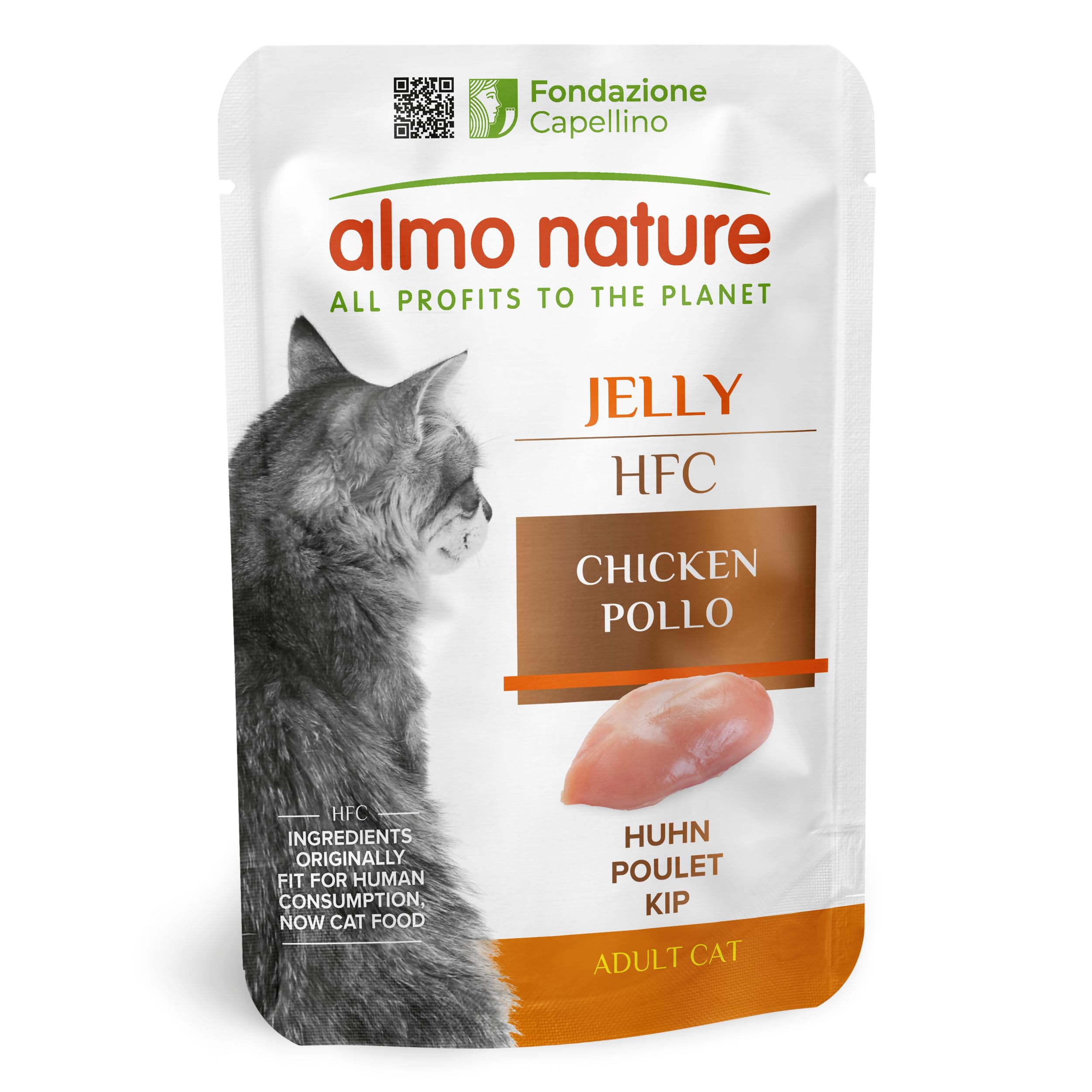 Almo Nature HFC Jelly - Wet Cat Food for Adult Cats - Chicken - Human-Grade, Gluten-Free, Monoproteic - 55g (Pack of 24)