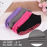 Dacitiery Non Slip Yoga Socks 4 Pairs Gripped Pilates Ballet Hospital Black Gray view 3