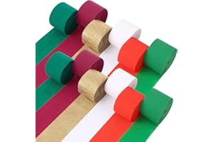 PRUDIUT 12 Rolls Christmas Streamers Rolls, 6 Colors Decorations Party Streamer, Crepe Paper Roll for Party Supplies, DIY Craft Christmas Xmas Tree,Winter Wedding,Birthday, New Year