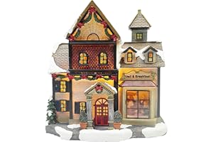 MOMENTS IN TIME Christmas Village Building, Bed and Breakfast with LED Lights - Battery Operated (not Included) (8.5" H x 8.3" W x 5.5" D)