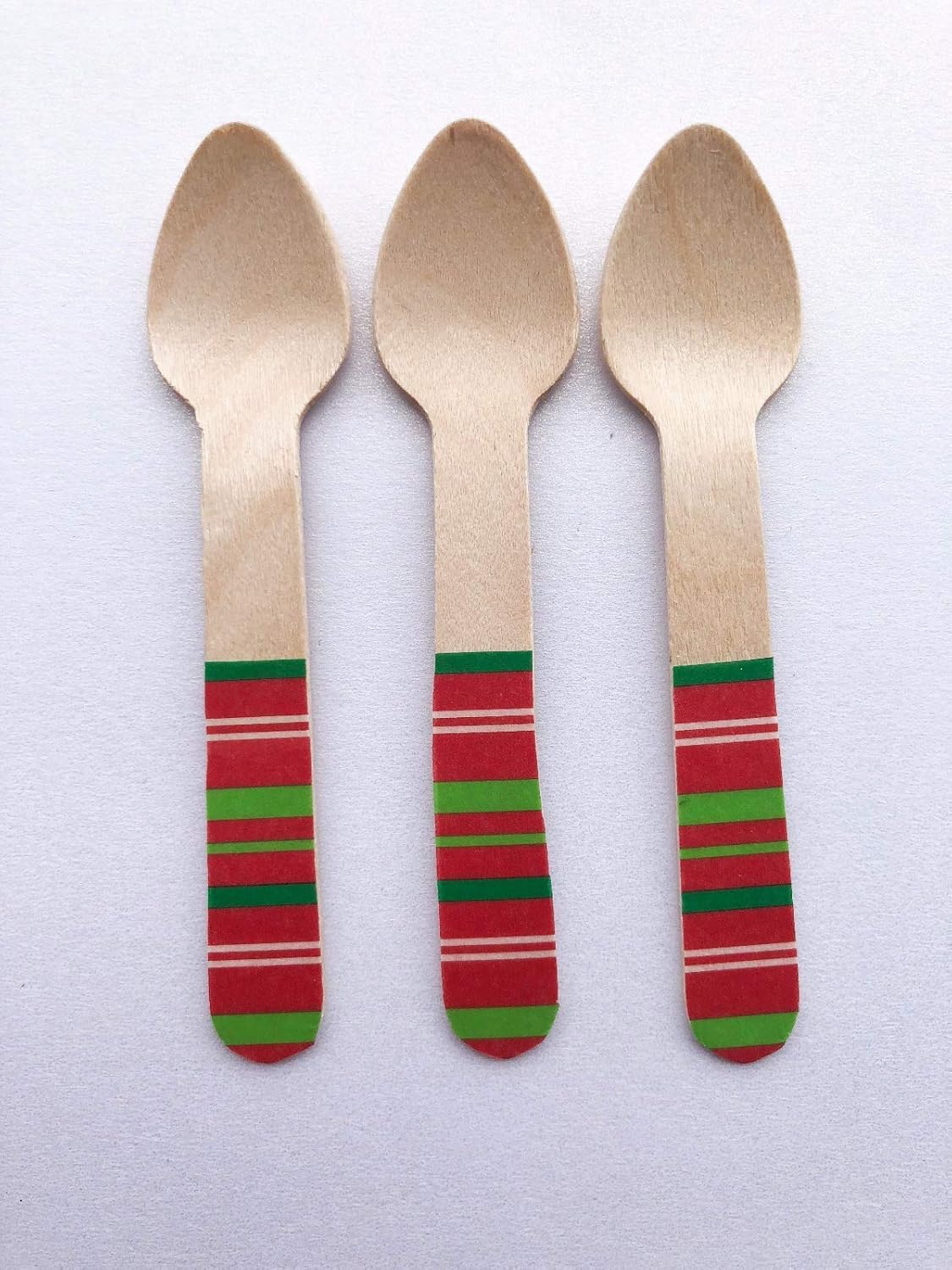 Amazon Com Christmas Wooden Spoon Disposable 3 75 Inches Tall Set