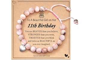 FYUKISS Sweet Birthday Gifts for Girls, Natural Stone Heart Bracelets for Niece Daughter Granddaughter Friend Sister with Gif