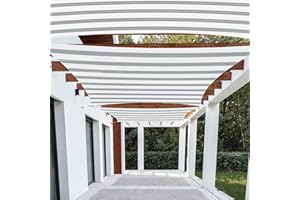 Patio Paradise 9' x 9' Sun Shade Sail Rectangle Canopy Patio Cover Sunlight Block Awning Heavy Duty Commercial Grade for Backyard Lawn Garden Outdoor Activities, Gray White Stripe