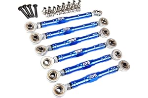 GTBRacing CNC Aluminum Front Rear Suspension and Steering Turnbuckle Tie Rod Set for 1/5 RC Car Losi 5ive-t 5T Upgrade Part (Blue)