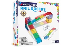 MAGNA-TILES® Rail Racers 33-Piece Magnetic Construction Set, The Original Magnetic Building Brand