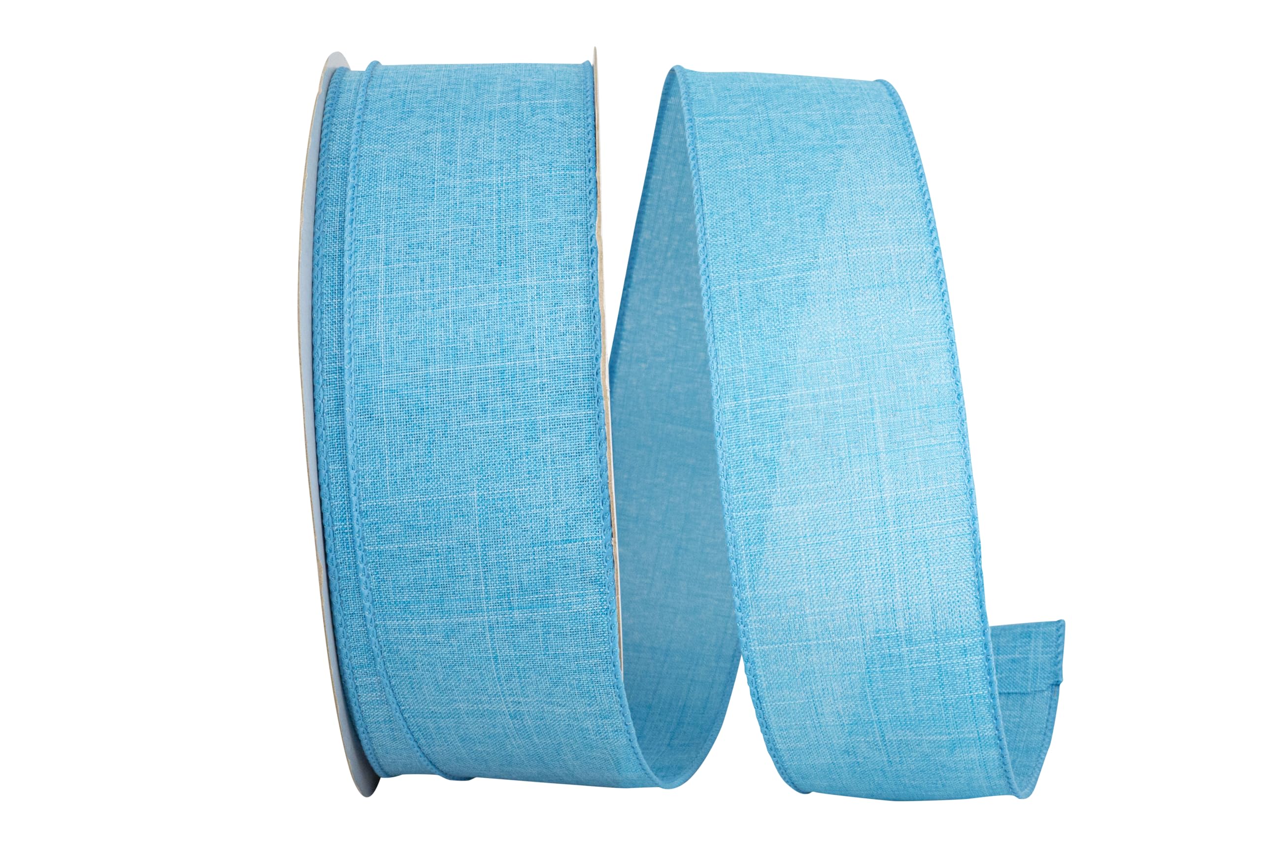 Reliant Ribbon 92573W-913-40K Everyday Linen Value Wired Edge Ribbon, 2-1/2 Inch X 50 Yards, Turquoise
