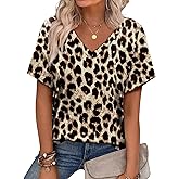 Alaroo Womens Summer Tops 2026 V Neck Short Sleeve Shirts Trendy Dressy Casual Vacation Outfits Printed