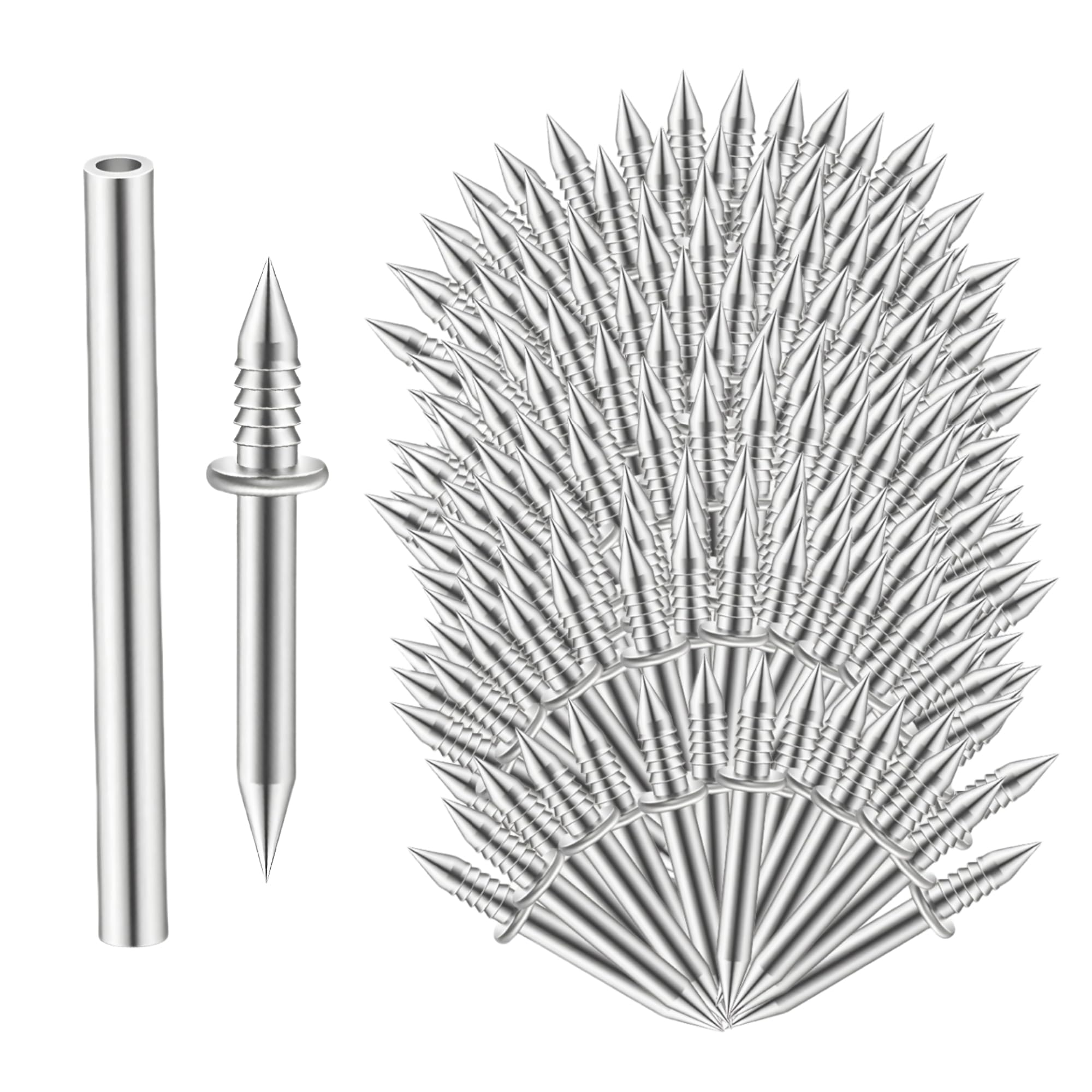 Photo 1 of 300pcs Double Head Skirting Thread Seamless Nail Double Head Nails Double Side Nails With 3 Installation Barrels for Skirting Seamless Nails Double-Head Screw Solid Wood Baseboard Screws