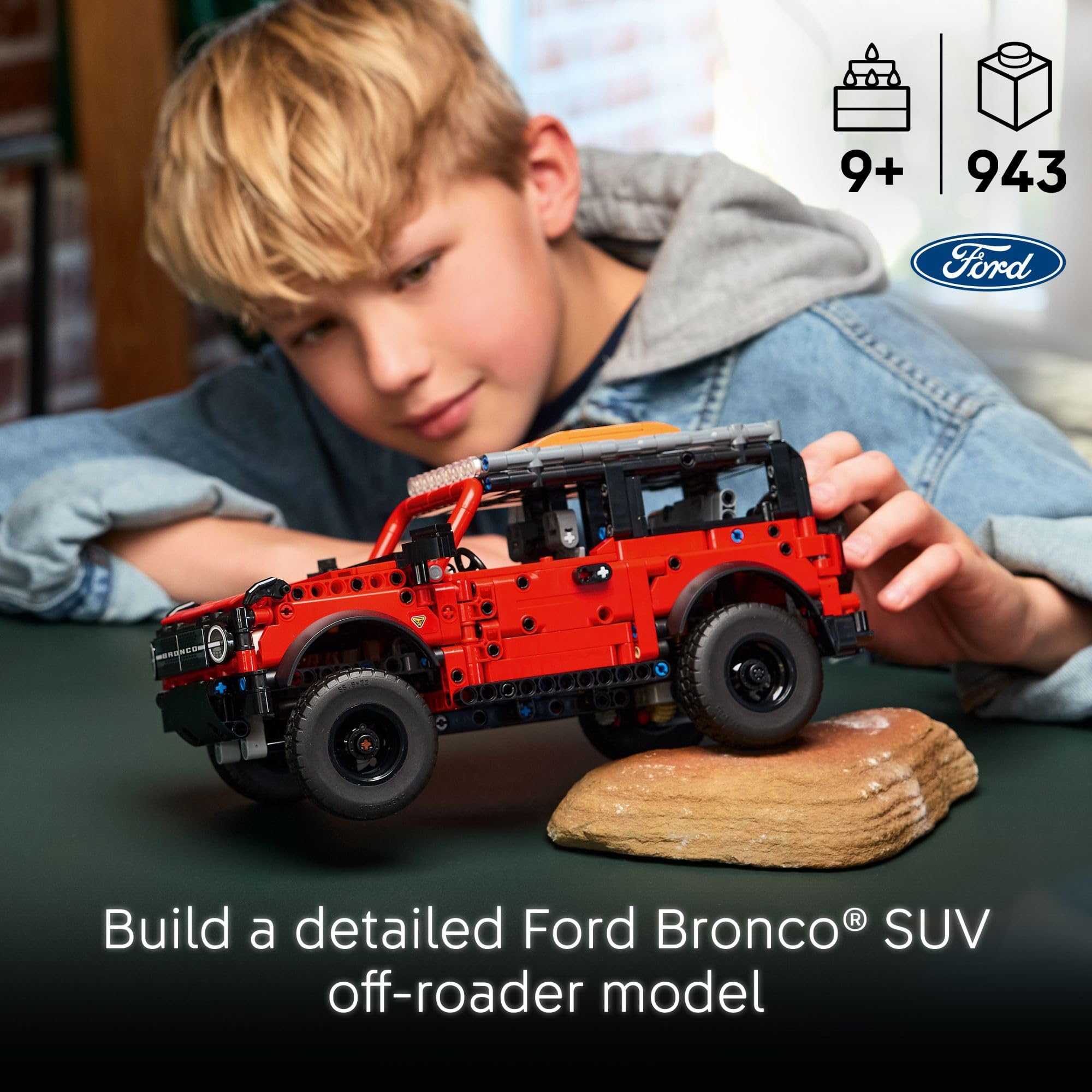 LEGO Technic Ford Bronco Coche de juguete para niños - Juguete de construcción para niños y niñas, a partir de 10 años - Kit de modelo y juguete de coche - Es un fantástico regalo de cumpleaños para niños - Adornos y detalles auténticos de Ford Bronco - 42213