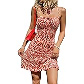 Floerns Women's Summer Floral Cherry Print A Line Short Cami Dress