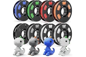 CREALITY 250g PETG Filament Bundle, 8 Colors Total 2kg, 1.75mm 3D Printer PETG Filament, Perfect for Small Project and Children Creation, Black+White+Grey+Tansparent+Red+Blue+Green+Orange