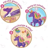 Imagimake Window Art Unicorn Craft Kit 16 Glass Paints Kids Window Suncatcher view 3