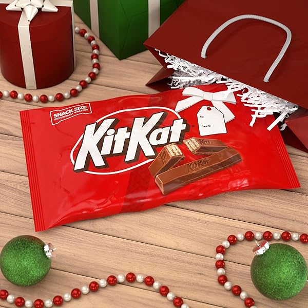 KIT KAT MILK CHOCOLATE WAFER SNACK SIZE, CHRISTMAS CANDY BAG, 32 OZ