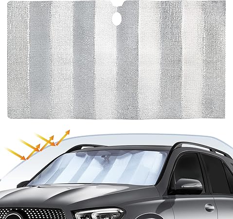 Amazon Canplus 車用遮光サンシェード 高密度生地 130x70cm 駐車 遮光フロントシェード カーサンシェード 日よけ放熱効果倍増 サイズ選べる 日よけ 日焼け対策 日差しカット 断熱 遮光 汎用 自動車 フロント 折りたたみ 紫外線対策 Uvカット 吸盤不使用 簡単取り付け