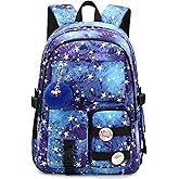 Hidds Laptop Backpacks 15.6 Inch College Backpack Elementary Middle High School Book Bag Cute Kids Bookbags Anti Theft Travel Back Pack Casual Daypack for Teens Girls Women Students (Galaxy Blue)