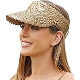 Beach Sun Hats for Women, Straw Sun Visor Wide Brim Floppy Hats for Women, Natural Straw Hand Woven Summer Hats
