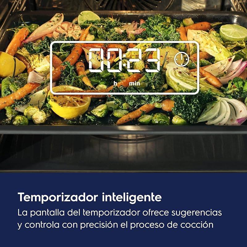 EOH3H00BX Forno Multifunção Incorporado, 7 Funções, Grande Capacidade, Ecrã LED Branco, Controlos Fixos, 2 Portas de Vidro, Aço Inoxidável Resistente a Impressões Digitais, Classe A