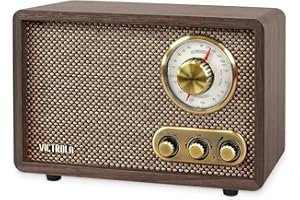 Victrola Willow – Retro Wood Bluetooth Radio with Built-in Speakers: Elegant & Vintage Design, Rotary AM/FM Tuning Dial, Bass & Treble Control, Wireless Streaming (Espresso)