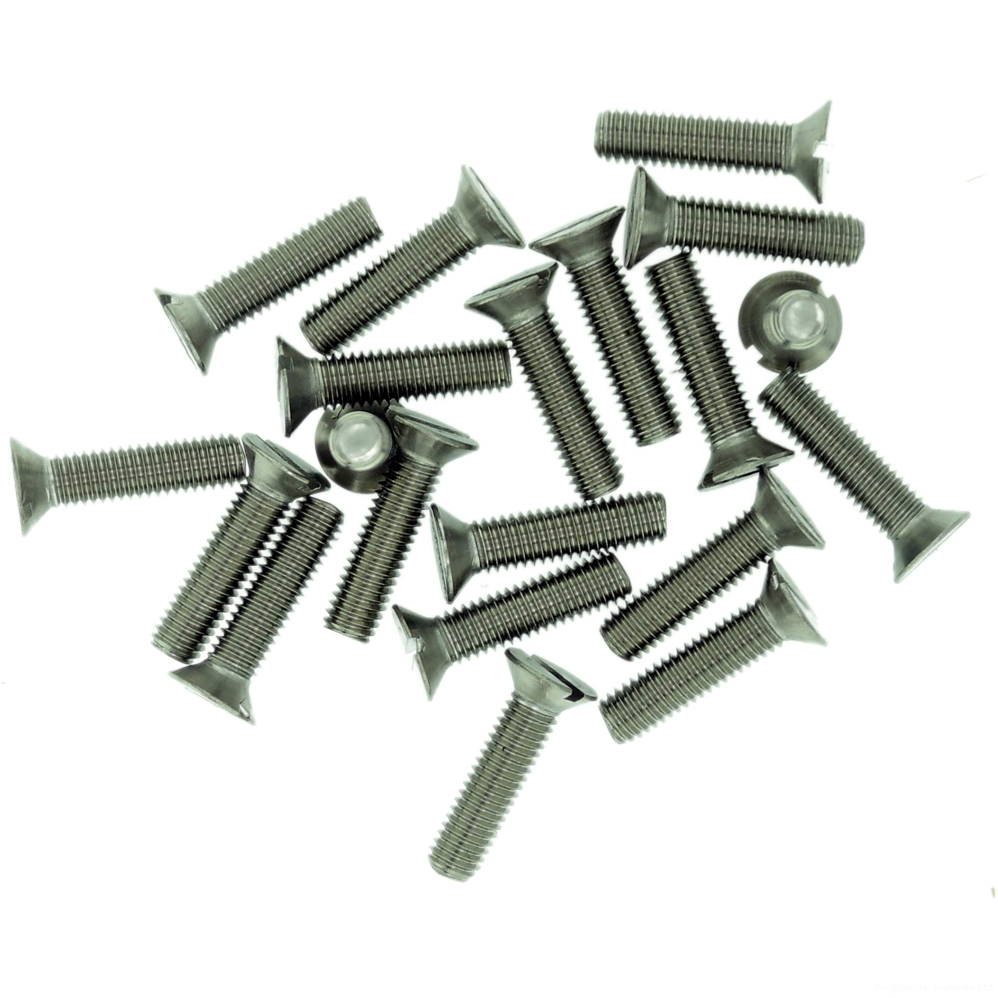 M5 (5mm x 16mm) Slot Countersunk Machine Screw (Bolt) - Stainless Steel (A2) (Pack of 20)