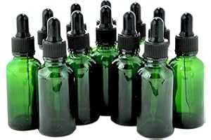Vivaplex, 12, Green, 1 oz Glass Bottles, With Glass Droppers