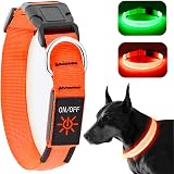 KOSKILL Light Up Dog Collar USB Rechargeable Waterproof Orange M