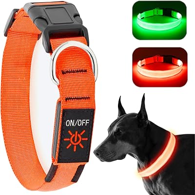 KOSKILL Light Up Dog Collar USB Rechargeable Waterproof Orange M