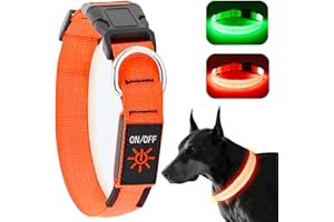 KOSKILL Light Up Dog Collar at Night, Led Dog Collar Adjustable, Lighted Dog Collar Rechargeable Waterproof, Dog Lights for N