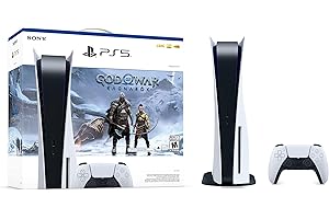 U-PLAY Play-Station 5 PS-5 Disc Version Gaming Console God of War Ragnarok Bundle with 4K UHD Blu-ray Player + 1 Controller - up to 120fps for Compatible Games, Support for 120Hz Output on 4K Displays