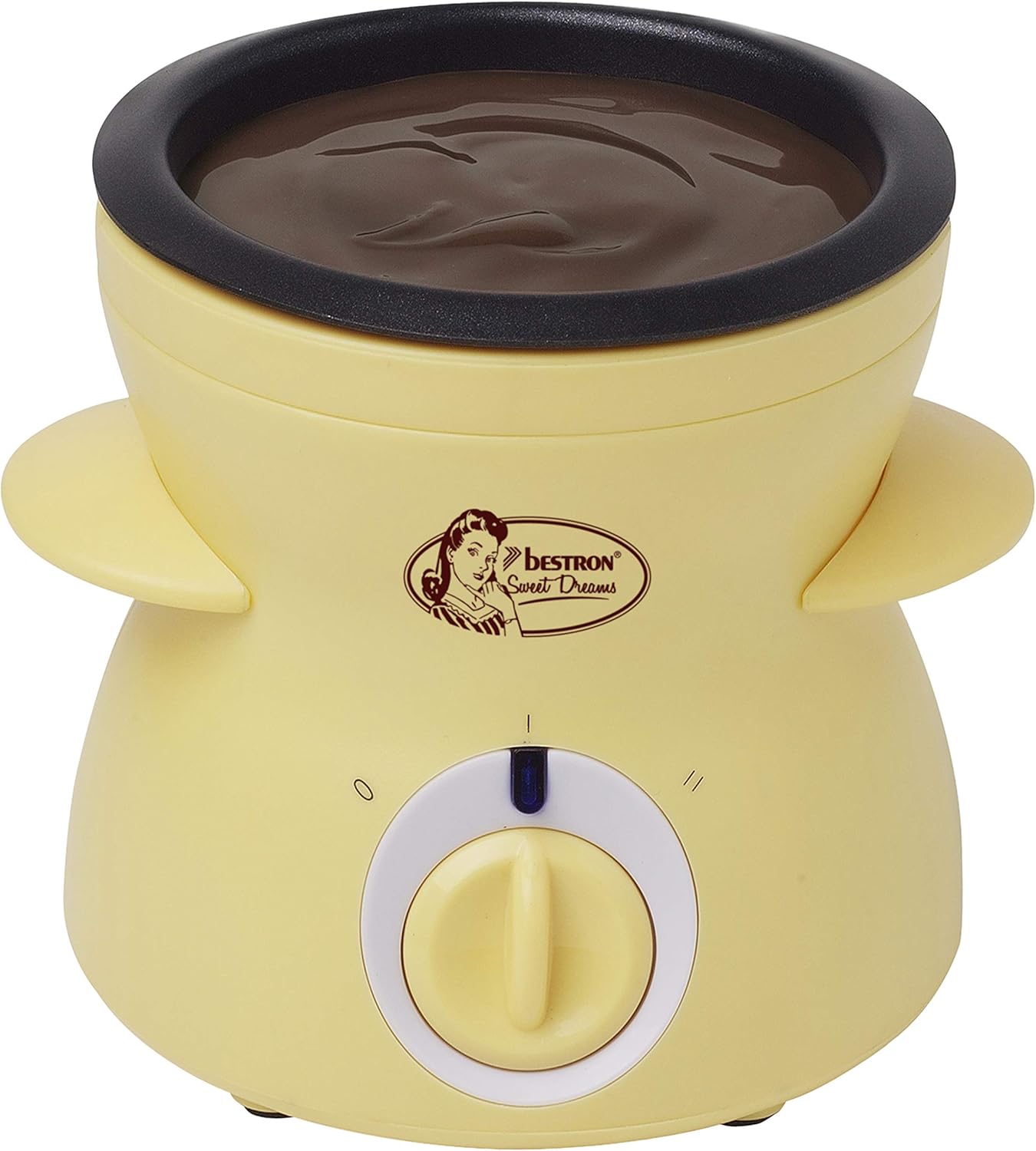 Bestron Schokoladen-Fondue im Retro Design, Sweet Dreams, 25 Watt, Gelb