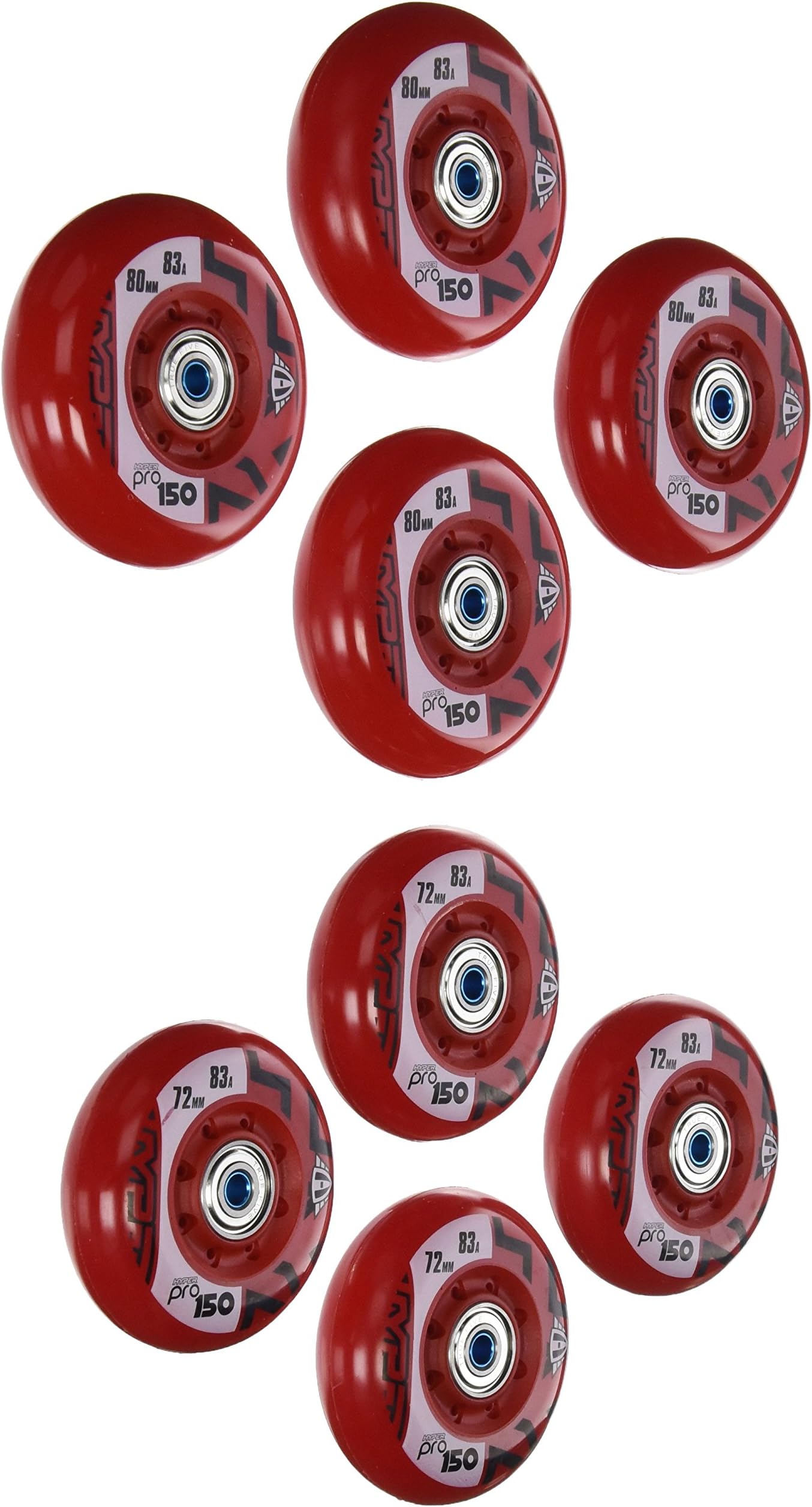 Hyber Wheels Hyper Hockey Inline Skate Wheels Hilo 72/80 Combo Pack - Includes Bearings
