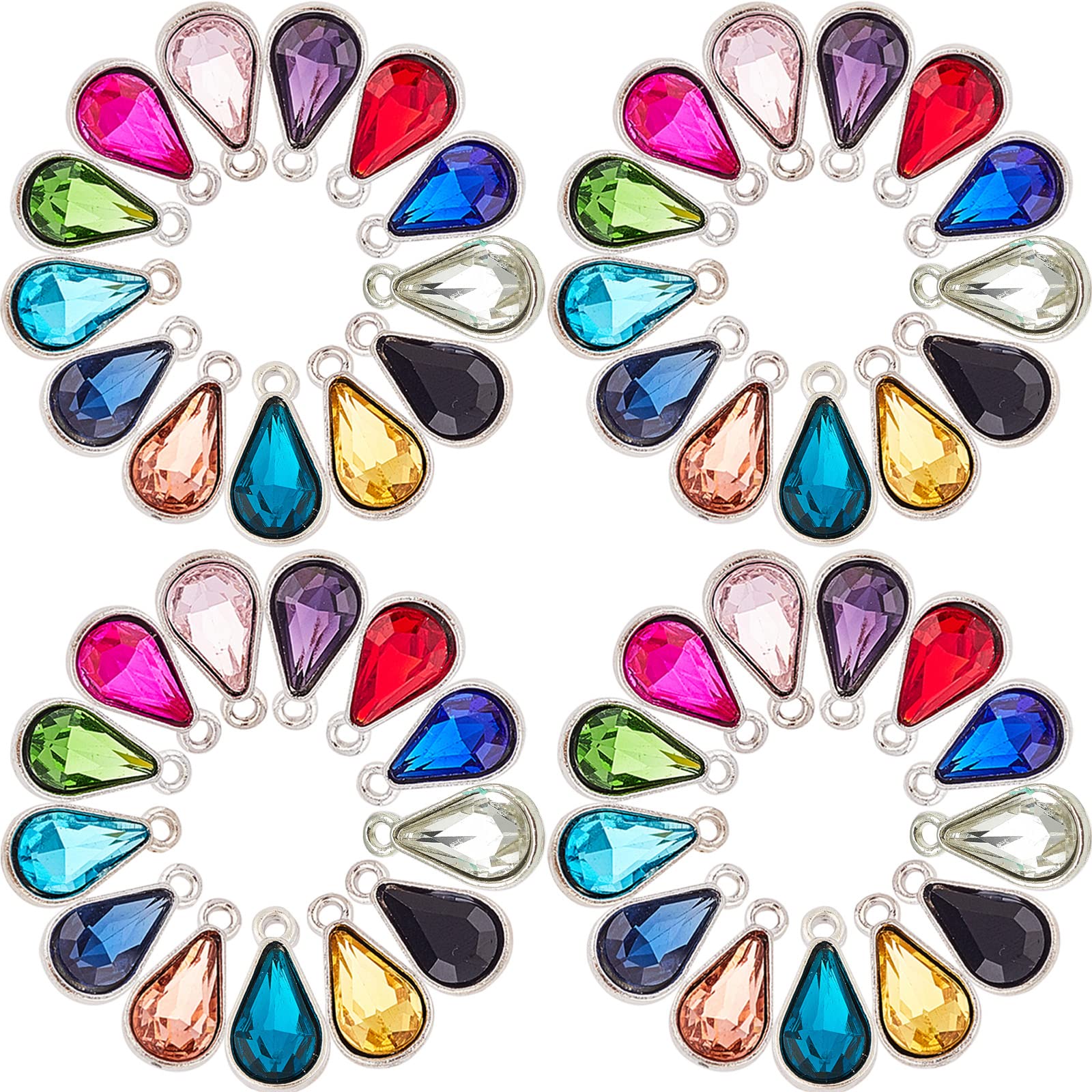 SUNNYCLUE 1 Box 13 Colors Teardrop Crystal Charms Water Drop Shape Pendants Charms Rhinestones Waterdrop Jewellery Beads for Women DIY Necklace Bracelet Earring Hair Ornaments Jewelry Making