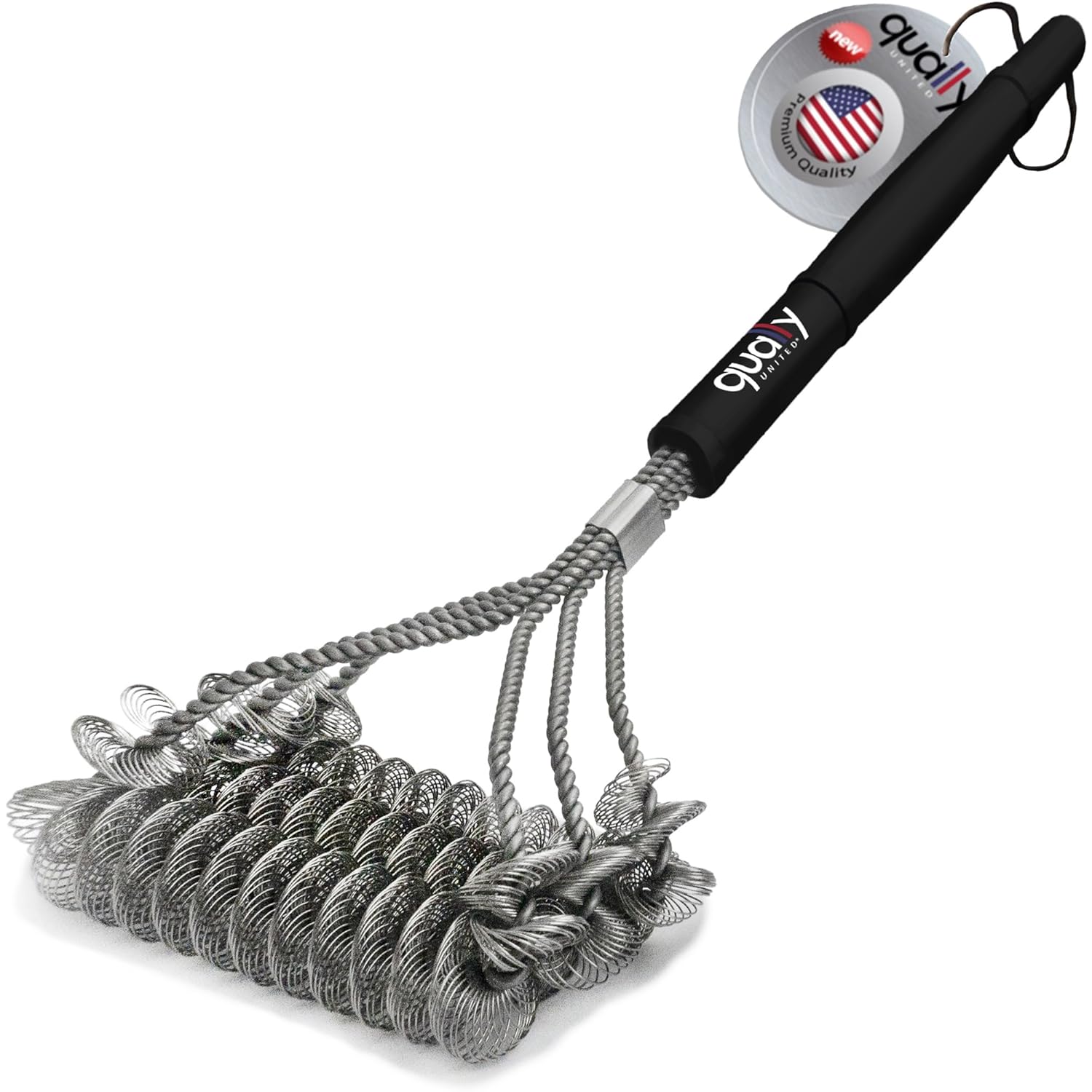 Qually United - Safe to Use - 18" Bristle Free BBQ Grill Brush - Universal and Perfectly Angled, this Grill Brush is a Must Have Tool for All Barbecue Lovers