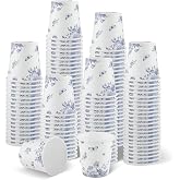 2 oz Bathroom Cups, 150Pcs Mini Mouthwash Cup Small Paper Cups Blue Floral | Thick Paper, Hot/Cold Use, Mouthwash Or Medicine Cups, Bathroom, Party, Sample Or Snack Cups
