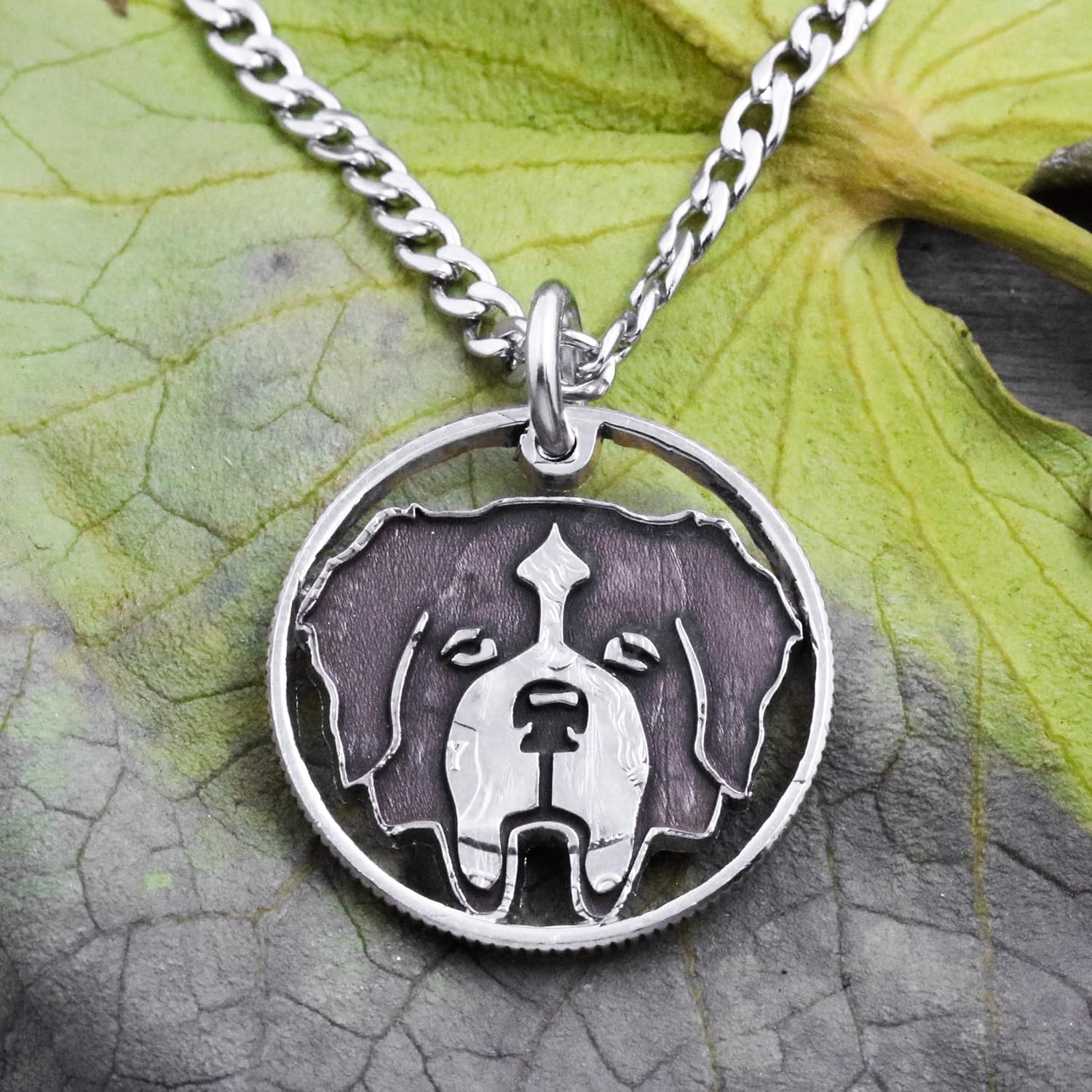 St. Bernard Dog Face Necklace, Memorial Jewelry, Pet