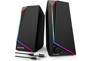 LENRUE Computer Speakers for Desktop Monitor, USB/USB-C Powered PC Speakers with Loud Stereo Sound, Headphone-in for Desktop,