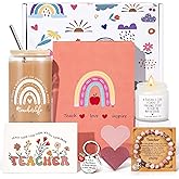 Teacher Appreciation Gifts for Women, Thank You Gifts for Teachers from Students – Teachers Day, End of Year, Graduation, Retirement, Birthday Gift Basket with 16oz Drinking Cup, Journal(Orange Pink)