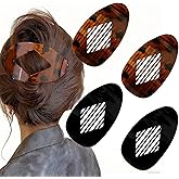 4 Pcs Flat Hair Clips Large Claw Clips for Women, Black Leopard Strong Hold Duckbill Hair Barrettes for Thick and Thin Hair Comfortable Oval Clips