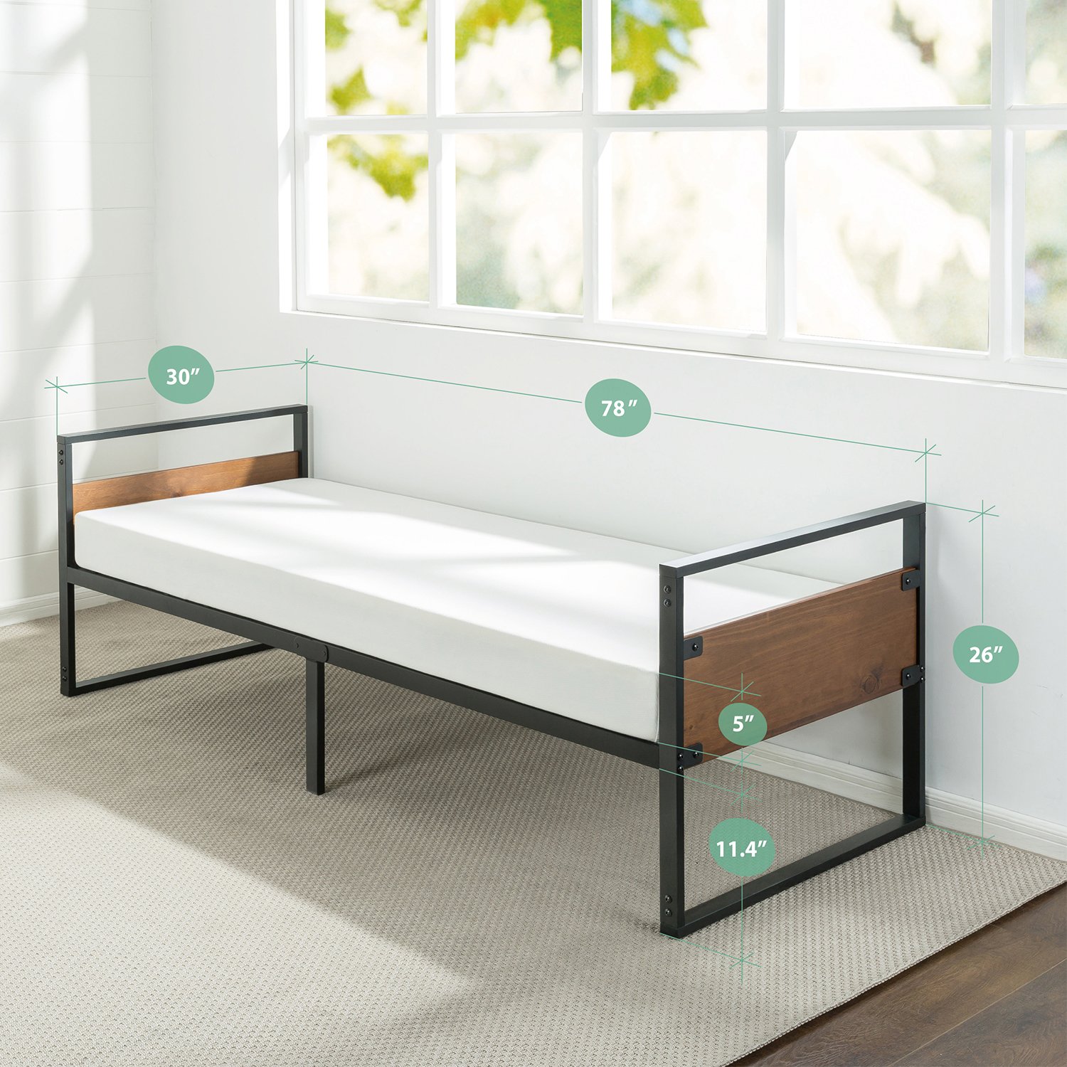 Zinus 30 Inch Wide Daybed Frame with Mattress Set 841550219449 eBay