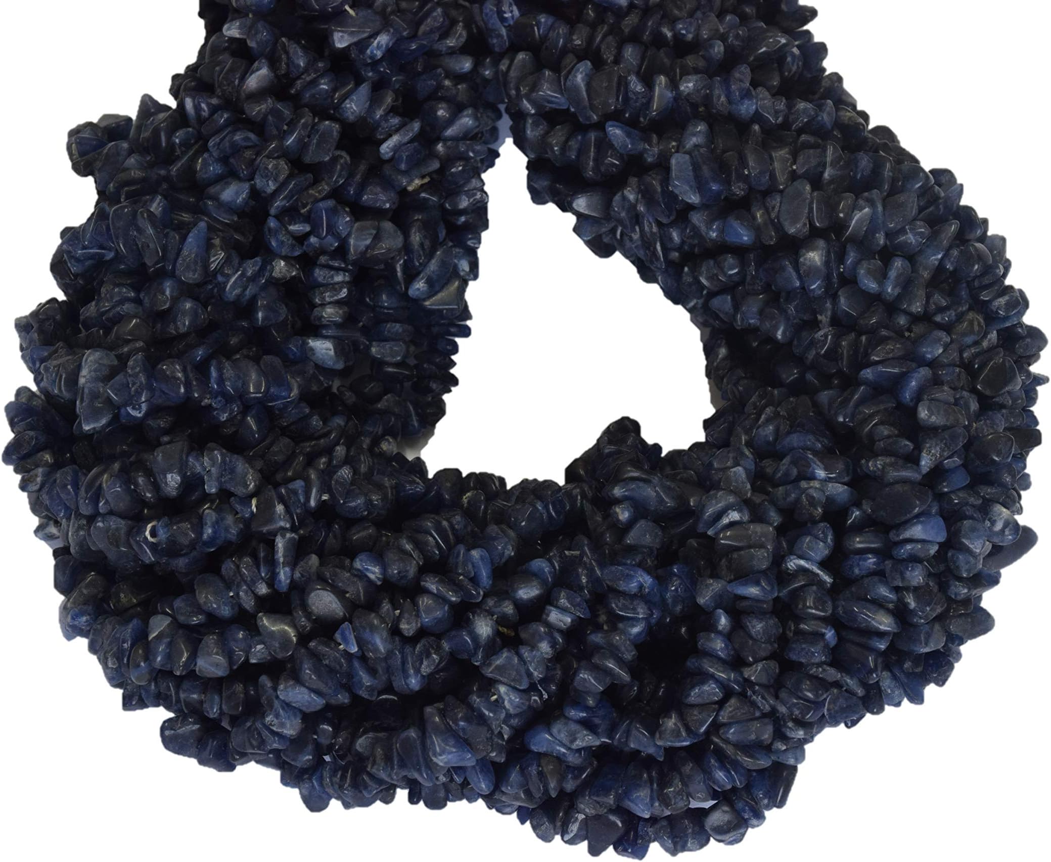ShreeAkJewels Sodalite Beads Natural Stone Gemstone Chips Loose Beads for Jewelry Making, Sodalite Chips, 1 Strand Each of 34" Length