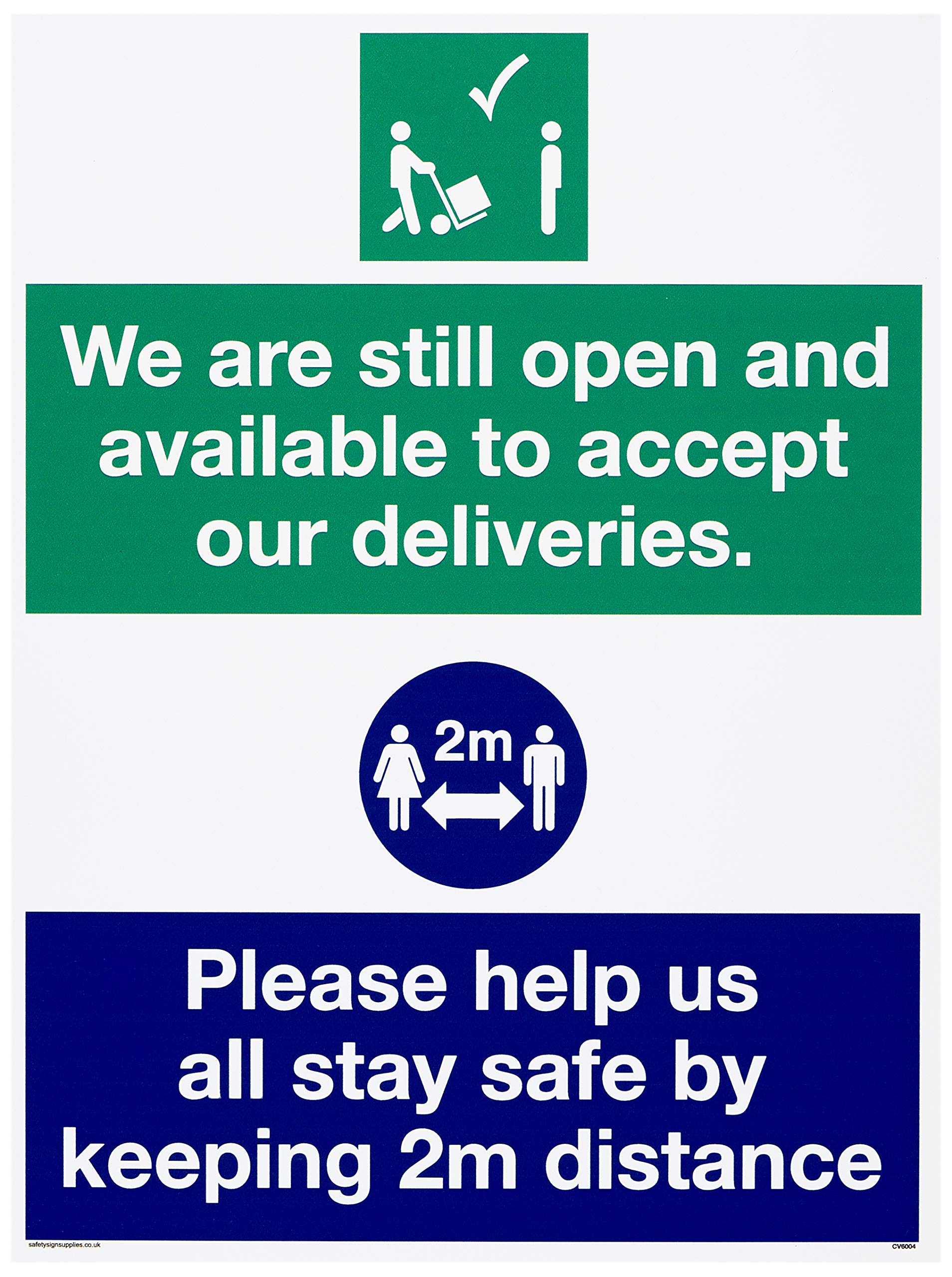 We are still open and available to accept our deliveries. Please help us all stay safe by keeping 2m