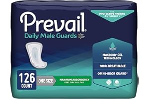 Prevail Proven - Male Incontinence Guards - Bladder Leak Guards - Maximum Absorbency - 126 Count (9 packs of 14)