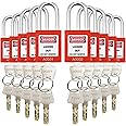 SAFBY 10 Keyed Different Lockout Tagout Lock - Loto Safe Padlocks for Lock Out Tag Out Stations and Devices (Red, Key Different)