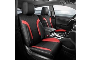 FEINEPRO Black and Red Car Seat Covers Full Set - Breathable Faux Leather Universal 5 Seat Covers for Cars, Automotive Protector Fit for Most Sedan SUV Pick-up Truck
