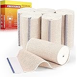 FRESINIDER Premium Elastic Bandage Wrap, 6 Pack 4" Cotton Latex Free Compression Bandage Wrap with Touch Closure at Both Ends