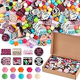 Landical 200 Pcs Inspirational Silicone Focal Beads for Pen Bulk Colorful Hexagon Round Silicone Beads for Keychain Making DIY Gift Necklace Bracelet Jewelry Supplies