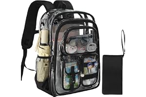 Clear Backpack, 17 inch Extra Large Transparent Backpacks with Accessories & Privacy Pouch, Cold-resistant Plastic Backpack for Teen Kids Adults, Black