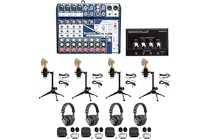 Soundcraft Notepad-12FX Mixer w/USB Interface Bundle with PRO-M50 Headphones w/Coil Cable, RCM02 Recording Mic+Shock Mount, RDTS Desktop Tripod Stand and RHPA4 Headphone Amplifier Stereo