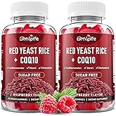GrnLife 2 Pack Red Yeast Rice with Coq10 Gummies, Red Yeast Rice Supplement, Sugar Free, Raspberry Flavor, 120 Count