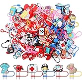 XLSXEXCL 75 Pcs Nurses Straw Cover Caps Compatible with Stanley Cup, Silicone Cute Reusable Straw Toppers for Cups 30&40 Oz Tumbler Accessories 10mm